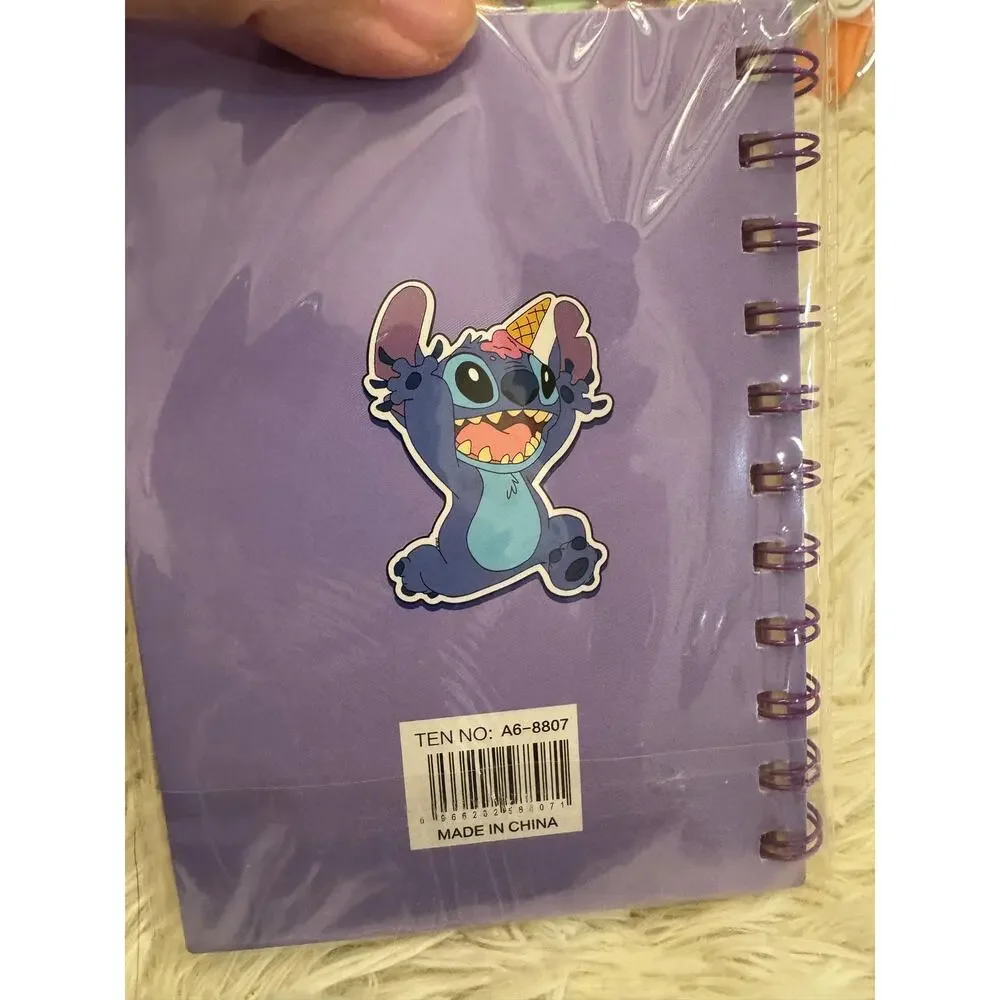Stitch ice cream notebook size A6 spiral lined pages sparkles purple